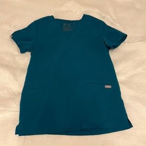 Teal Blue Figs Scrub Top